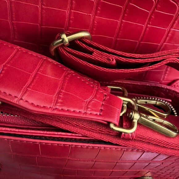 Neiman Marcus Red Crocodile Leather Crossbody Bag with Gold Hardware - Picture 8 of 8